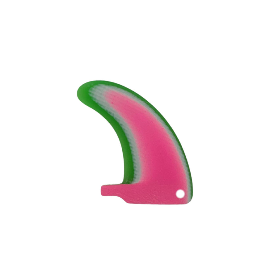 Pink and green plastic fin on a white background